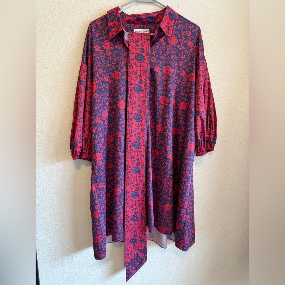 Sachin + Babi for Anthropologie Asymmetrical Red & Blue Dress - Size L (NWT) - Picture 4 of 10